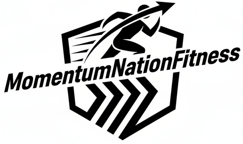 Create a unique black color logo for MomentumNationFitness